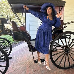 Vintage wrap blue dress. This is a 10 or M/L